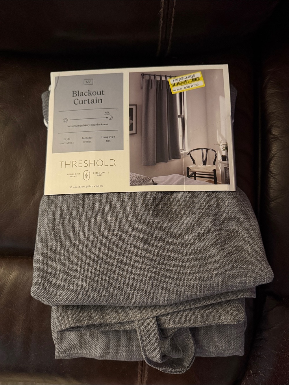 Threshold Gray Textured Blackout Curtain Panel - Gray
